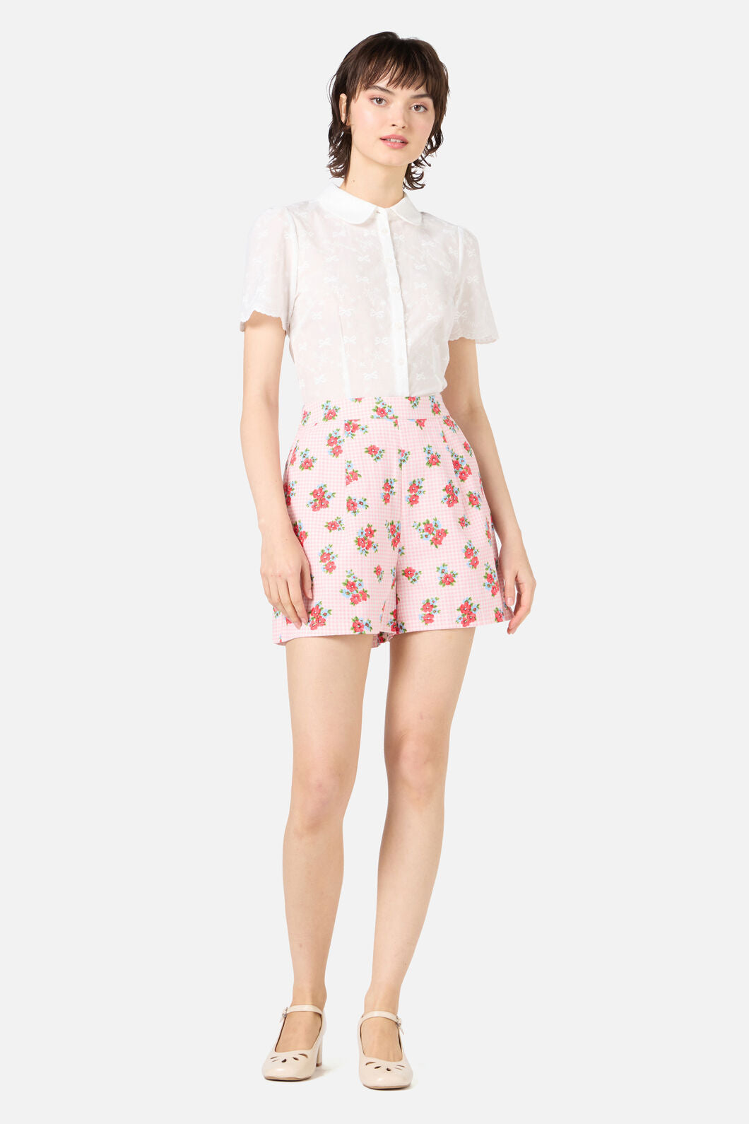 Gingham Floral Shorts