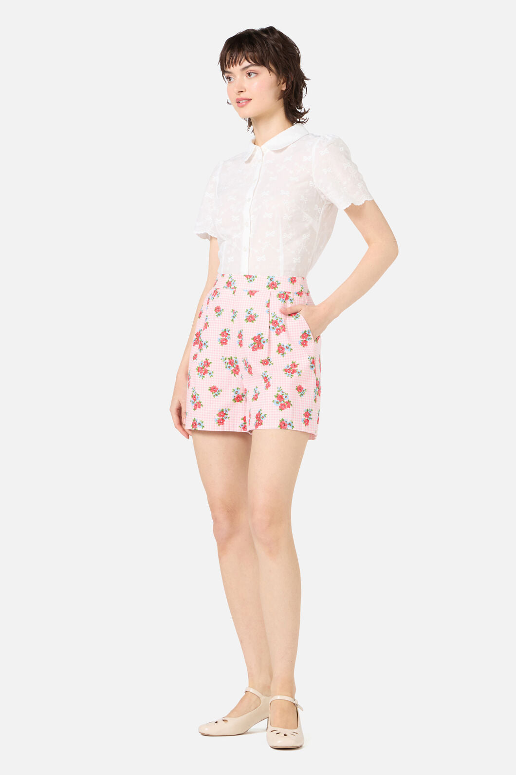 Gingham Floral Shorts