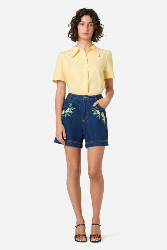 Robin Embroidered Denim Short