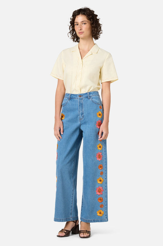 Retro Bloom Embroidered Jean