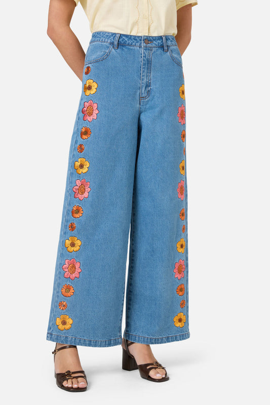 Retro Bloom Embroidered Jean