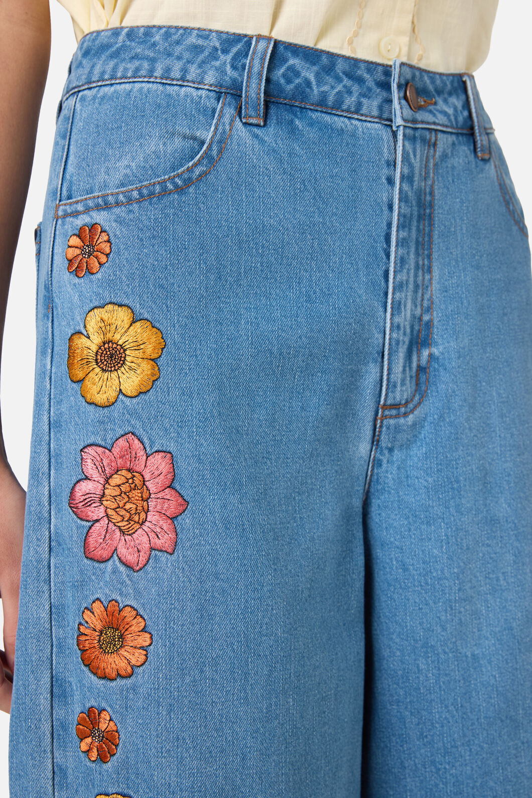Retro Bloom Embroidered Jean