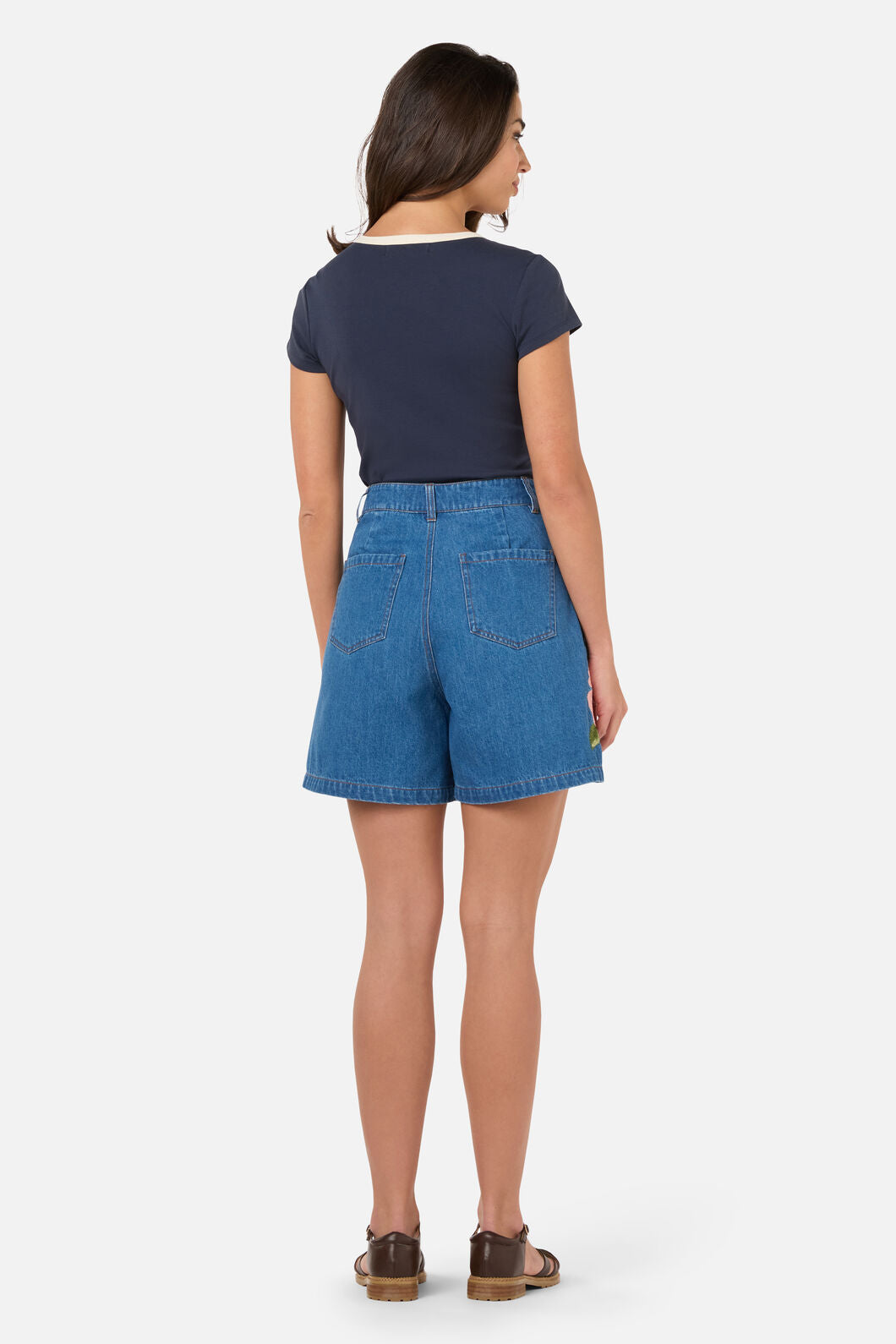 Hibiscus Emb Denim Short