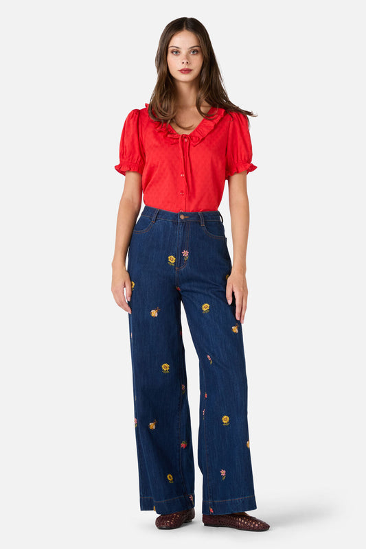 Honey Embroidered Jean