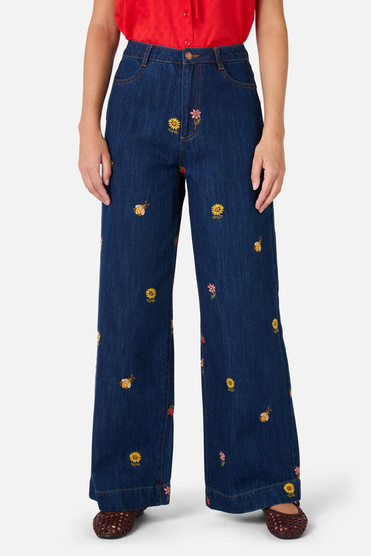 Honey Embroidered Jean
