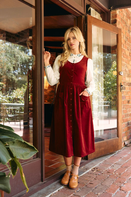 Demi Cord Pinafore Dress