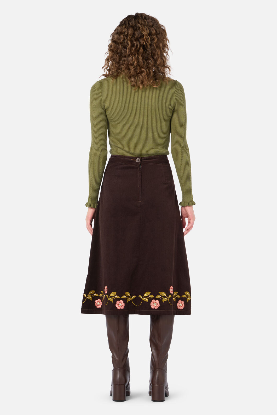 Della Embroidered Midi Skirt