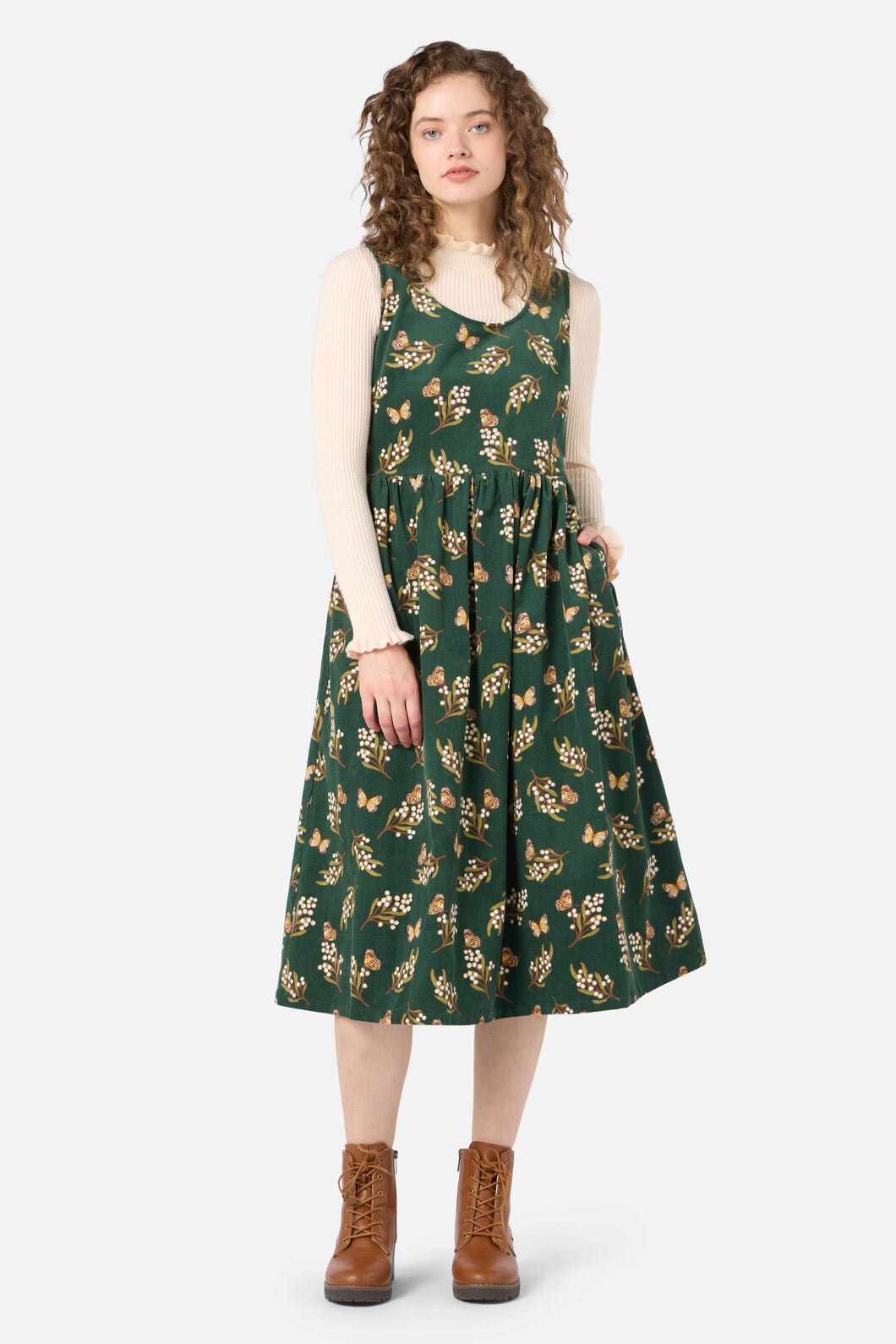 Wattle & Butterfly Midi Dress