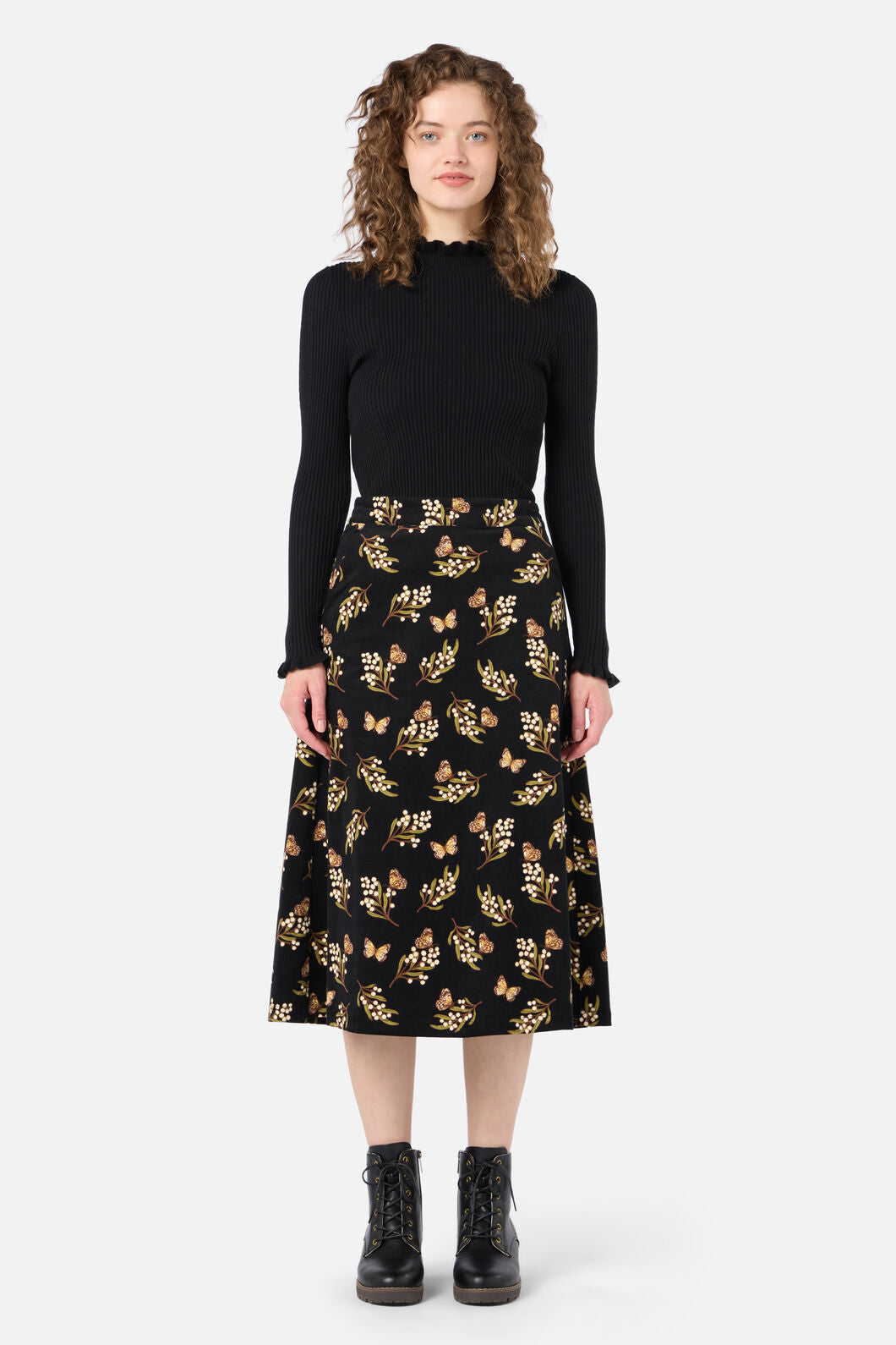 Wattle & Butterfly Midi Skirt