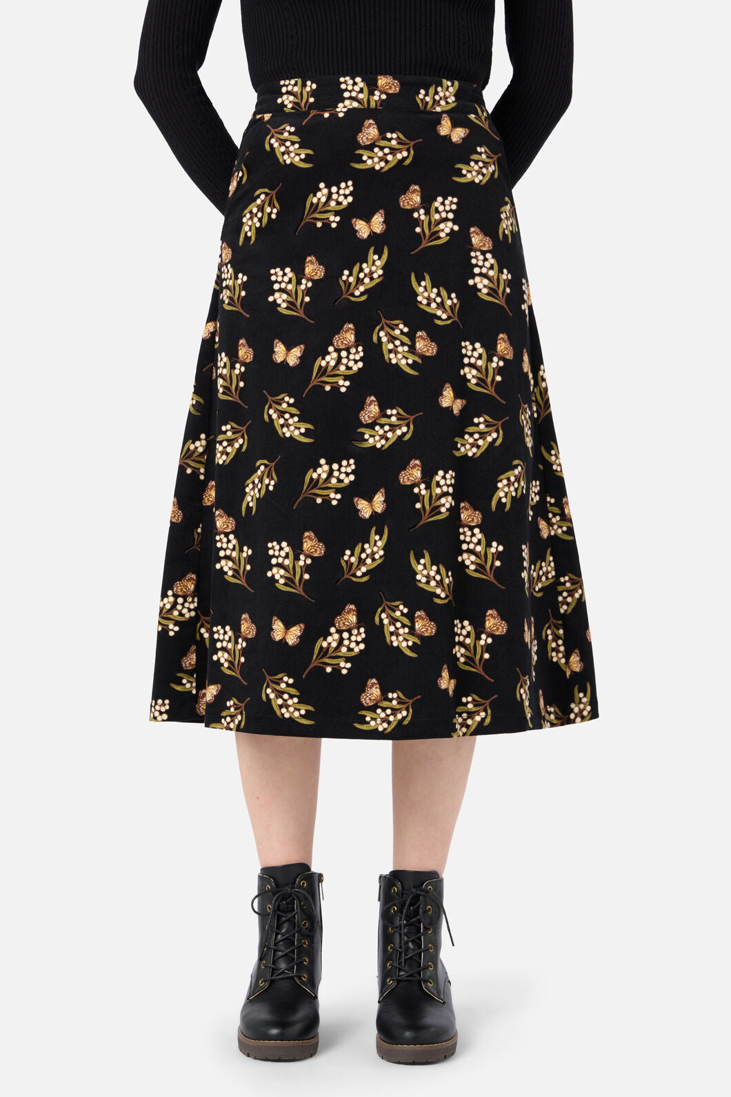 Wattle & Butterfly Midi Skirt