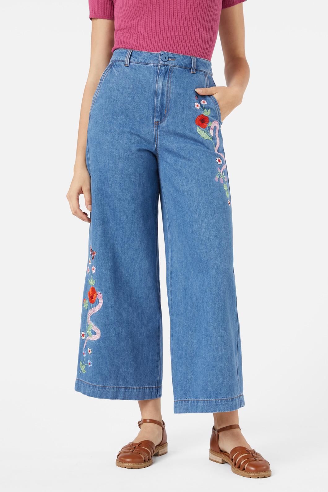 Snake Embroidered Jean
