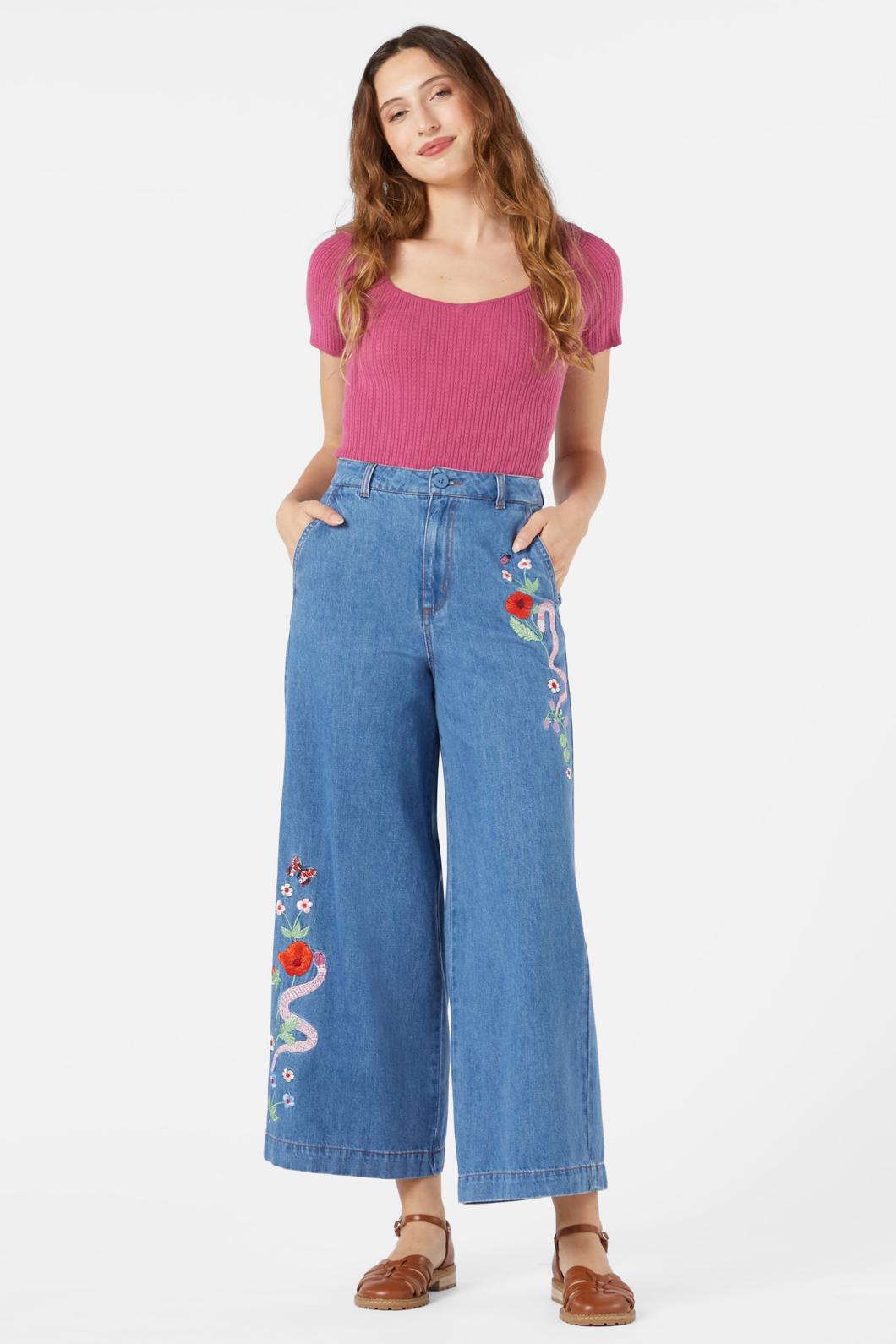 Snake Embroidered Jean