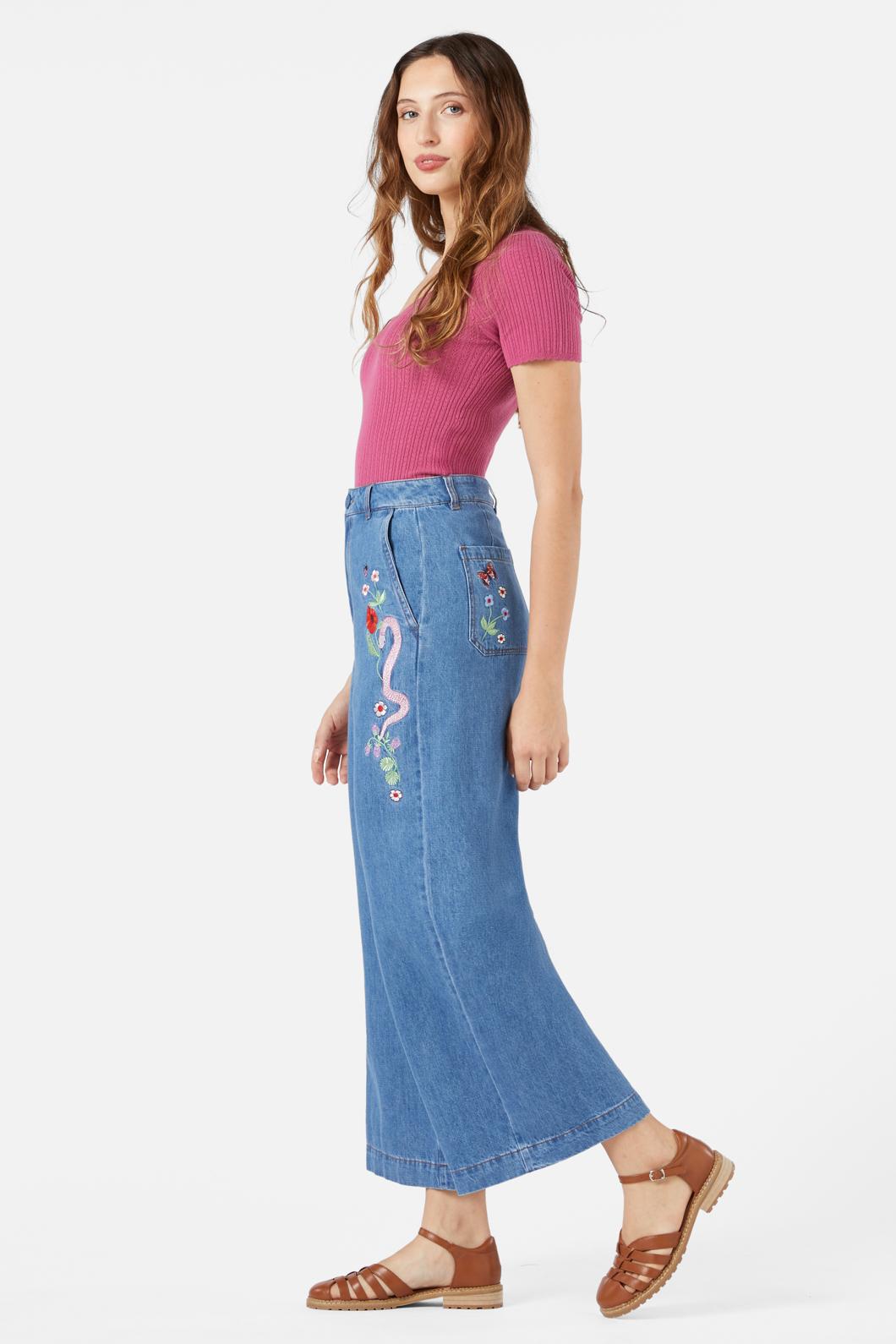 Snake Embroidered Jean