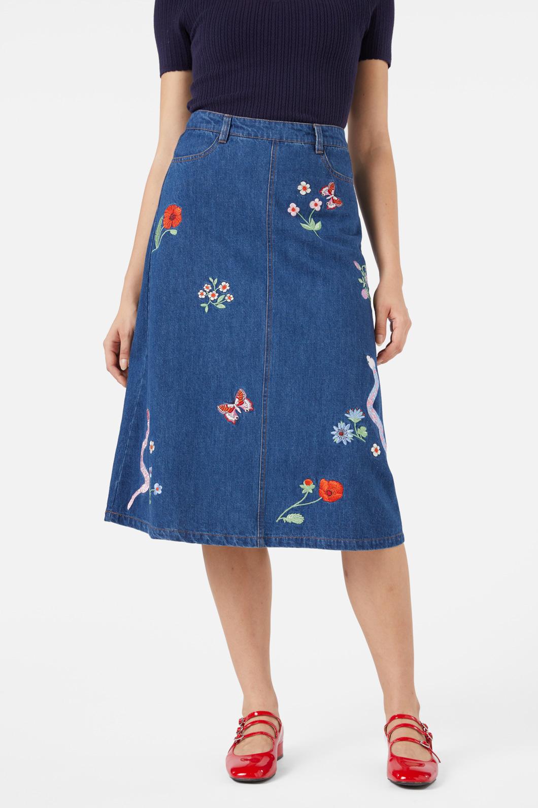 Snake Embroidered Skirt