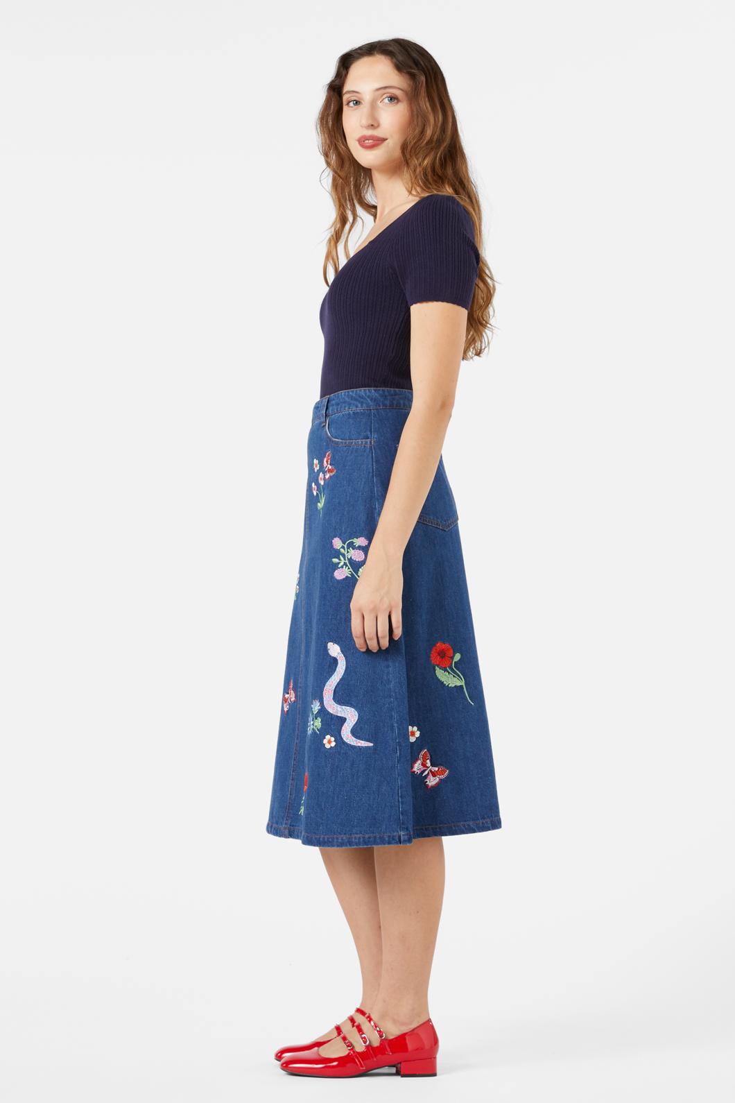 Snake Embroidered Skirt
