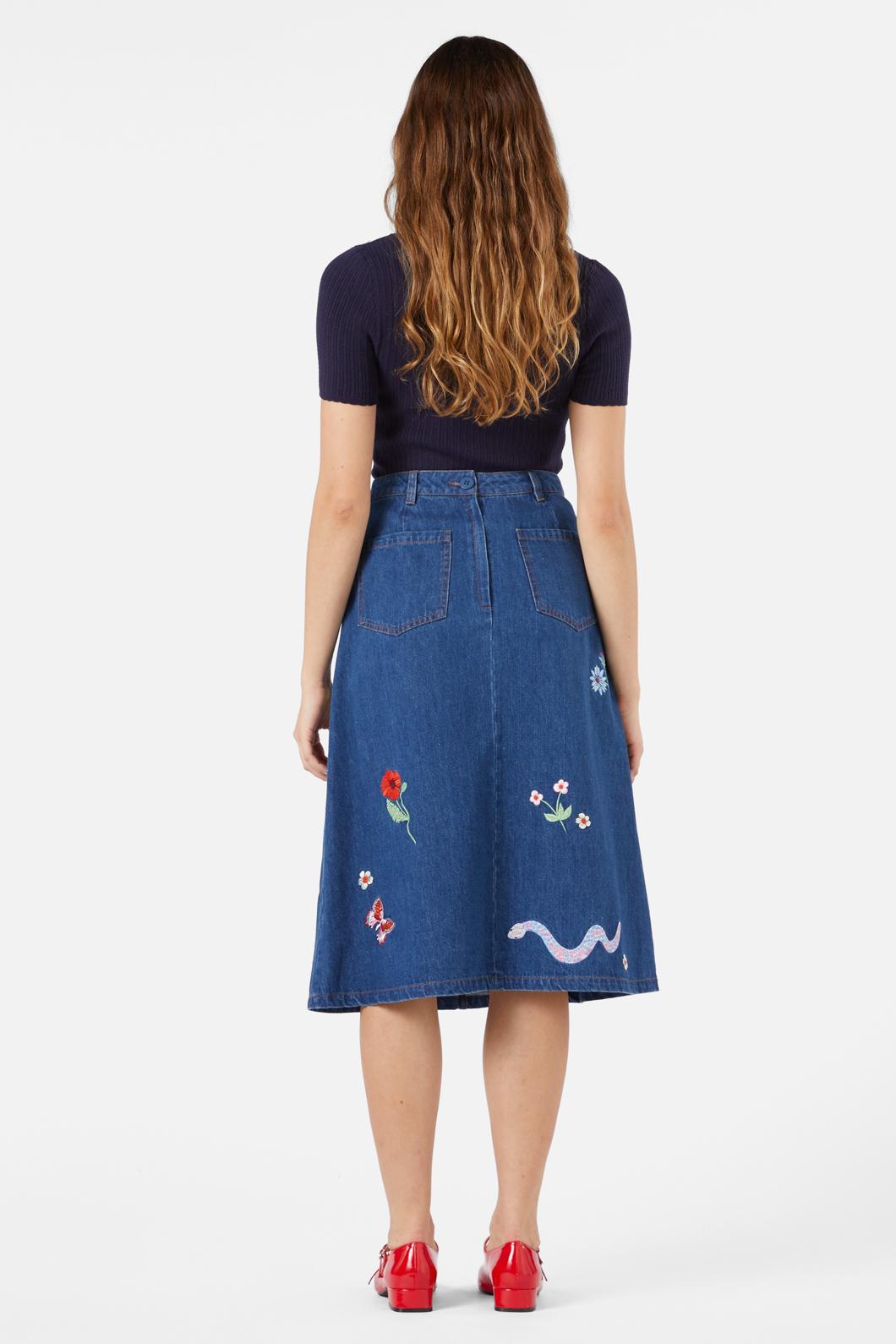 Snake Embroidered Skirt