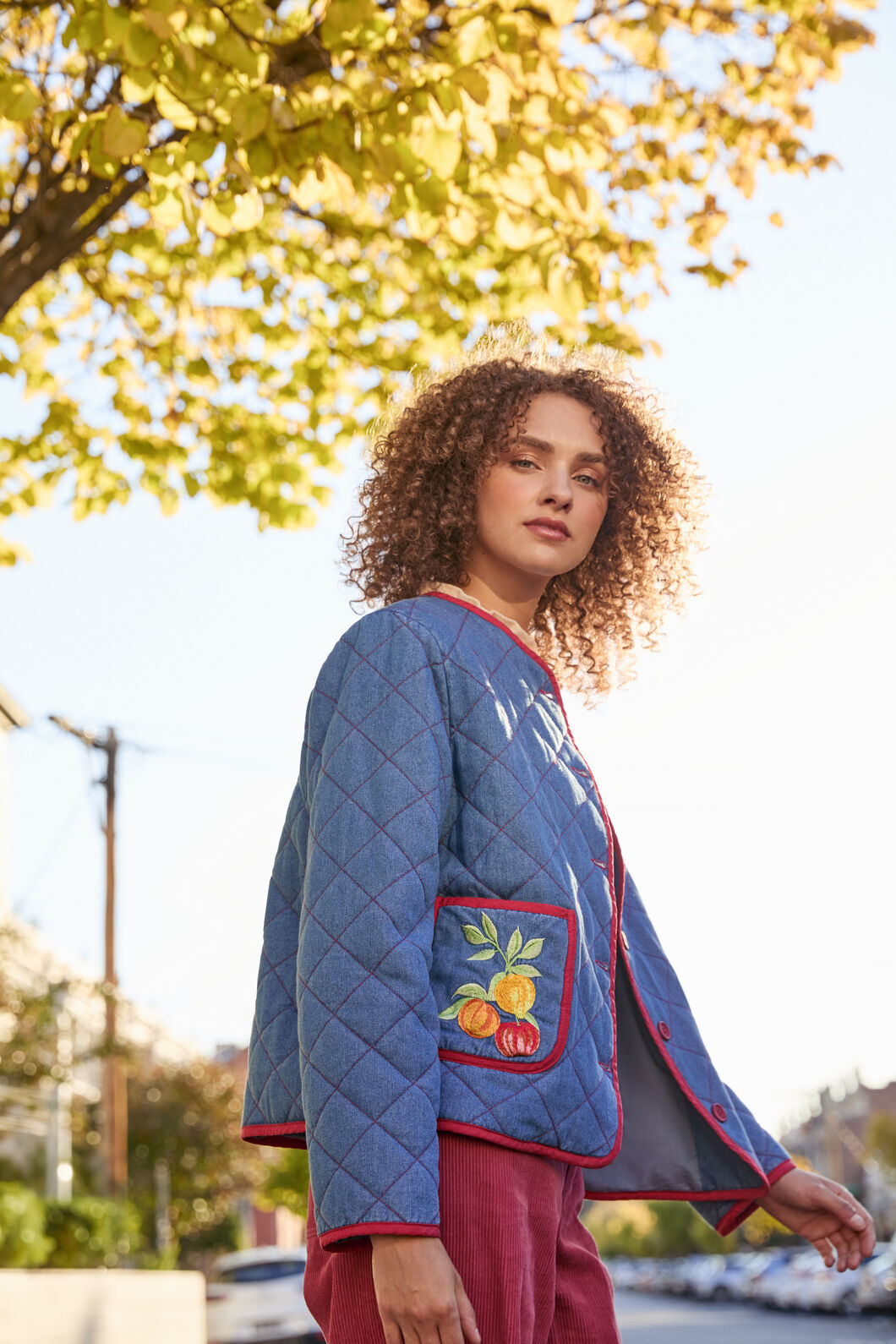 Fruit Emb Quilted Jacket