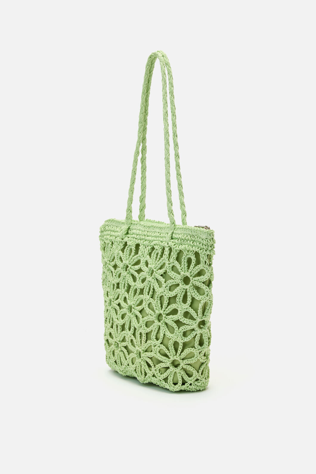 Mint Flower Straw Bag