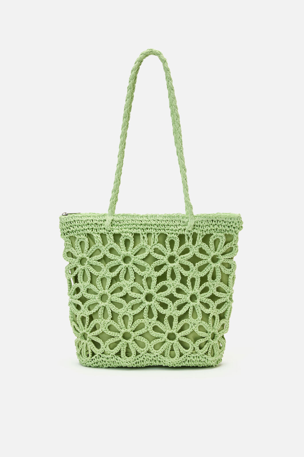 Mint Flower Straw Bag