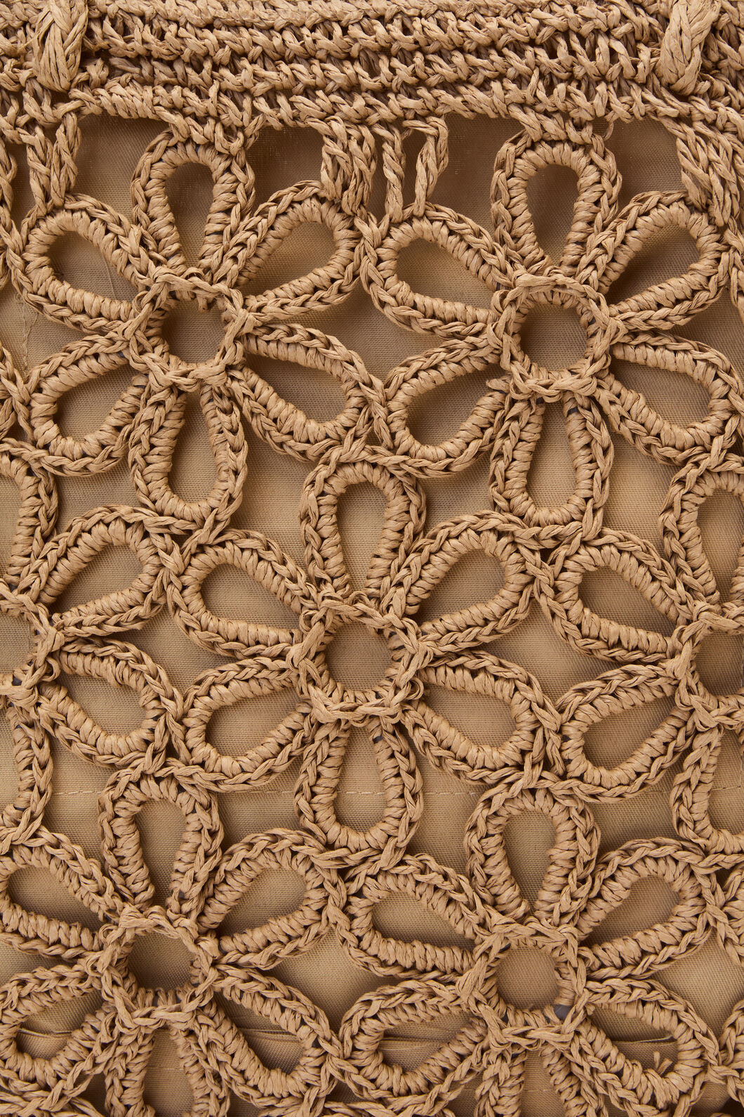 Tan Flower Straw Bag
