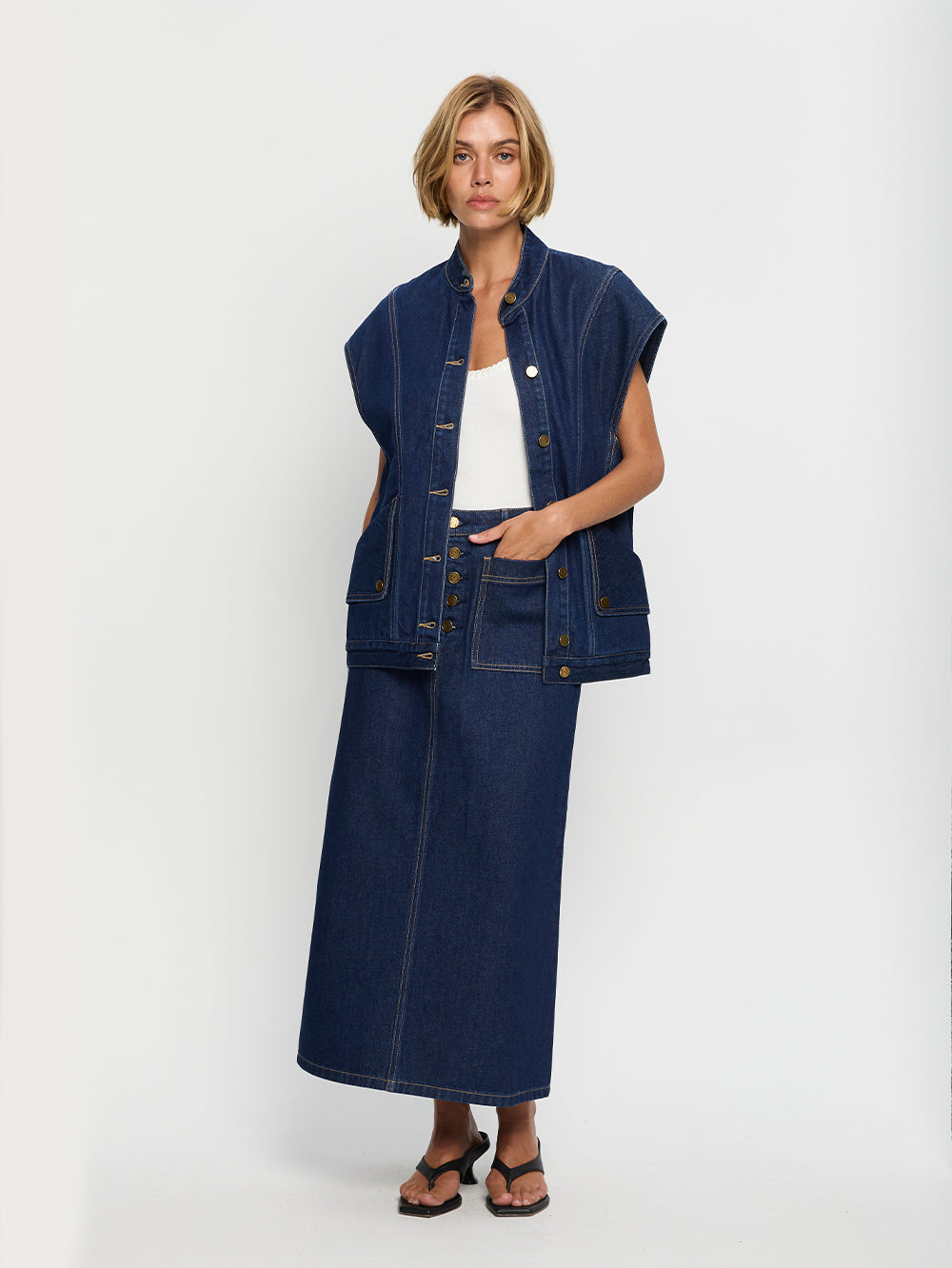 Remi Denim Midi Skirt