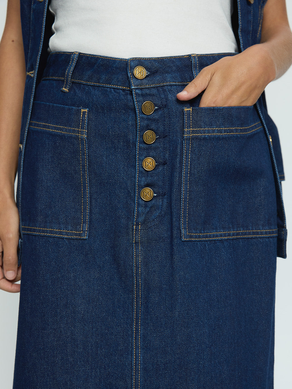 Remi Denim Midi Skirt