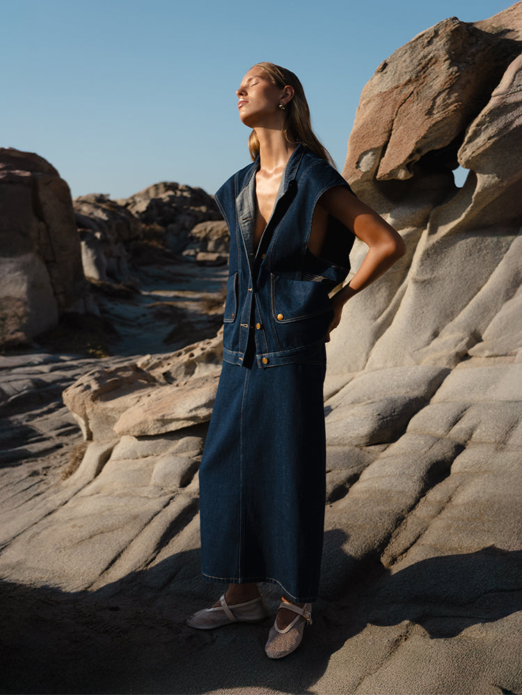 Remi Denim Midi Skirt