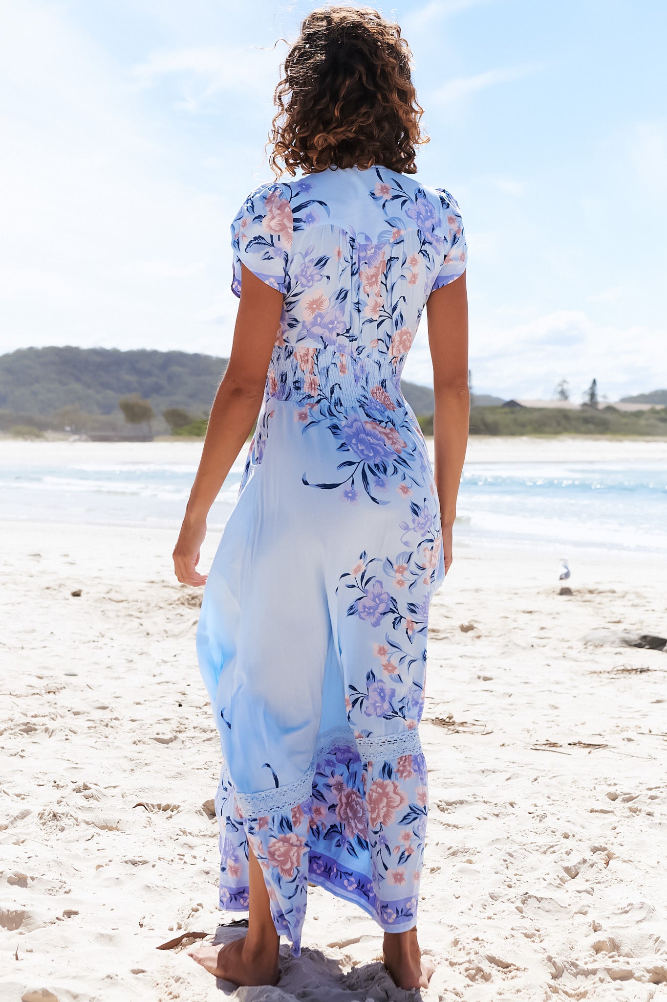 JAASE - Romi Maxi Dress: V Neck Cap Sleeve A-Line 