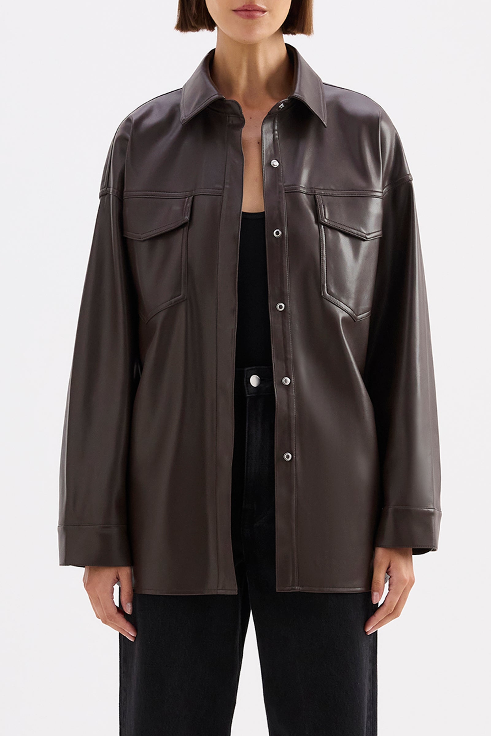 Camille Vegan Leather Overshirt