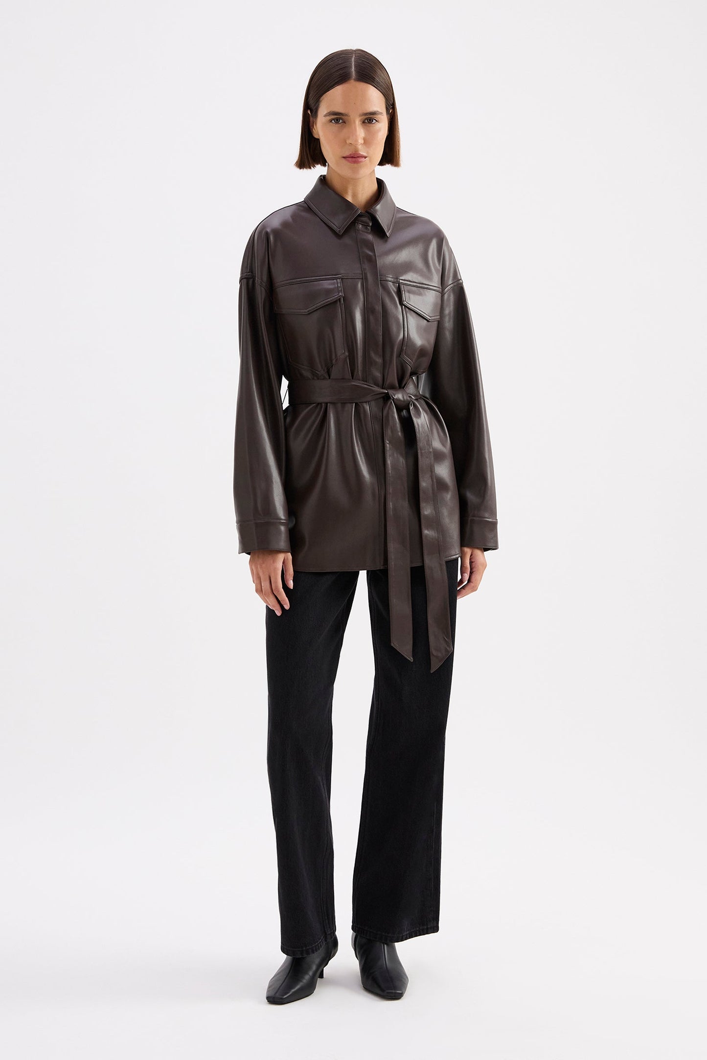 Camille Vegan Leather Overshirt
