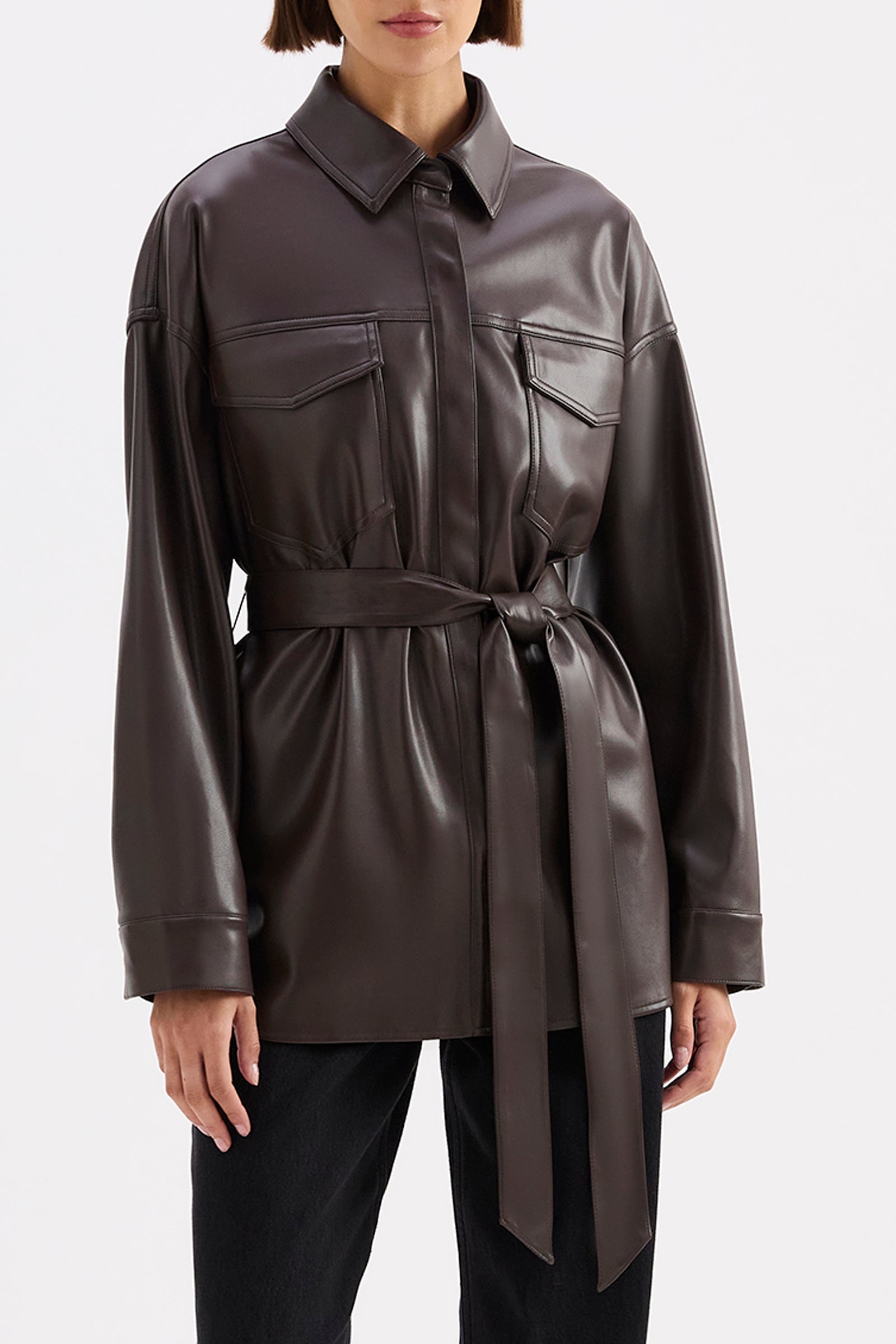 Camille Vegan Leather Overshirt
