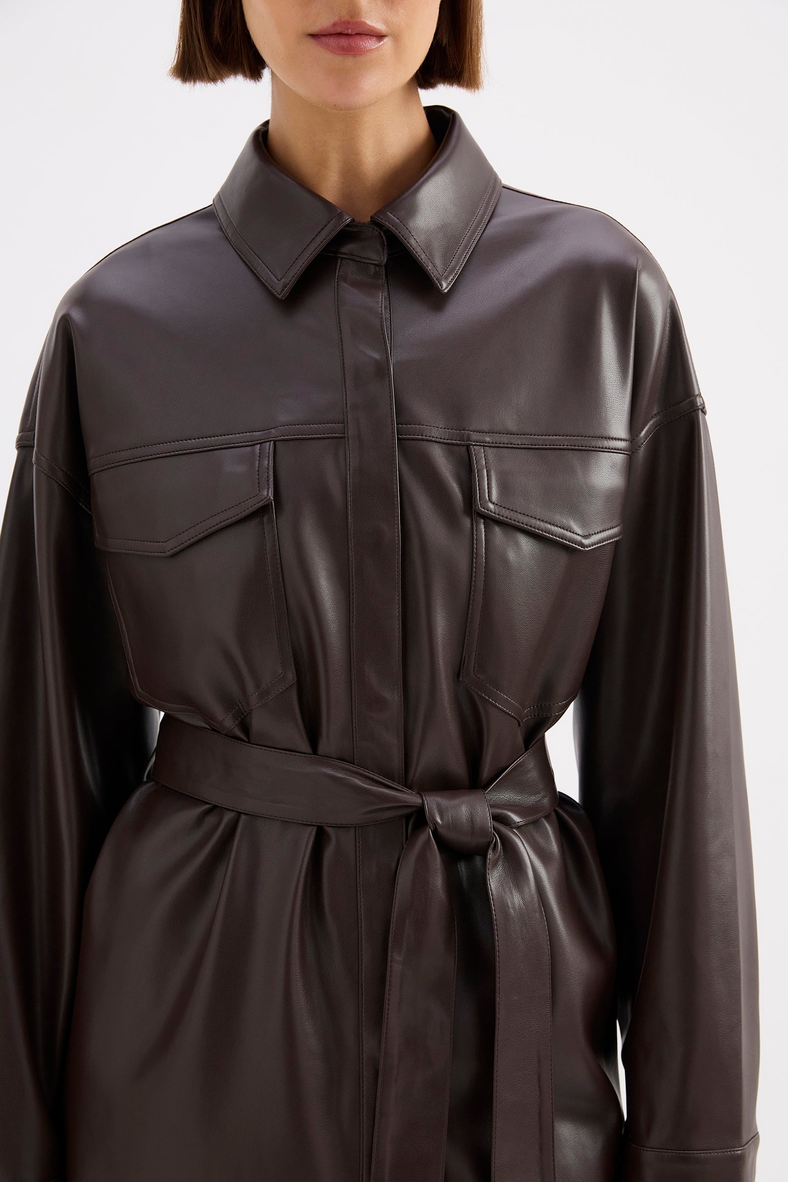 Camille Vegan Leather Overshirt