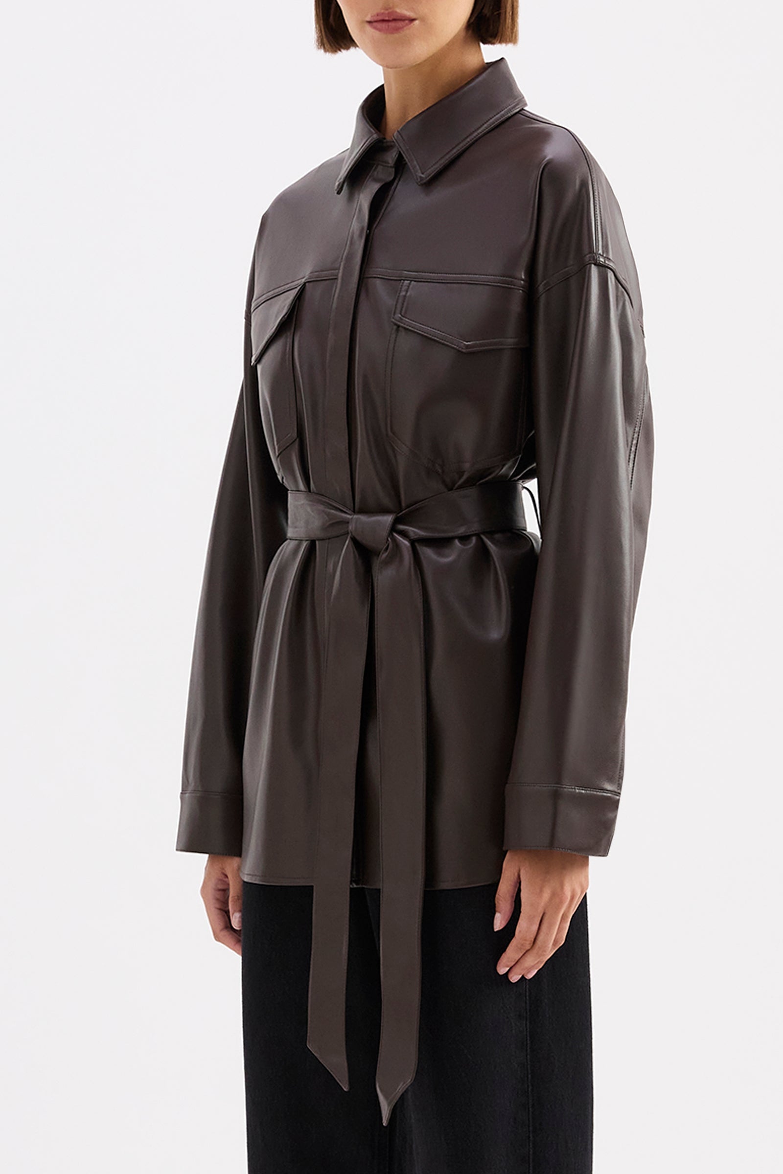 Camille Vegan Leather Overshirt