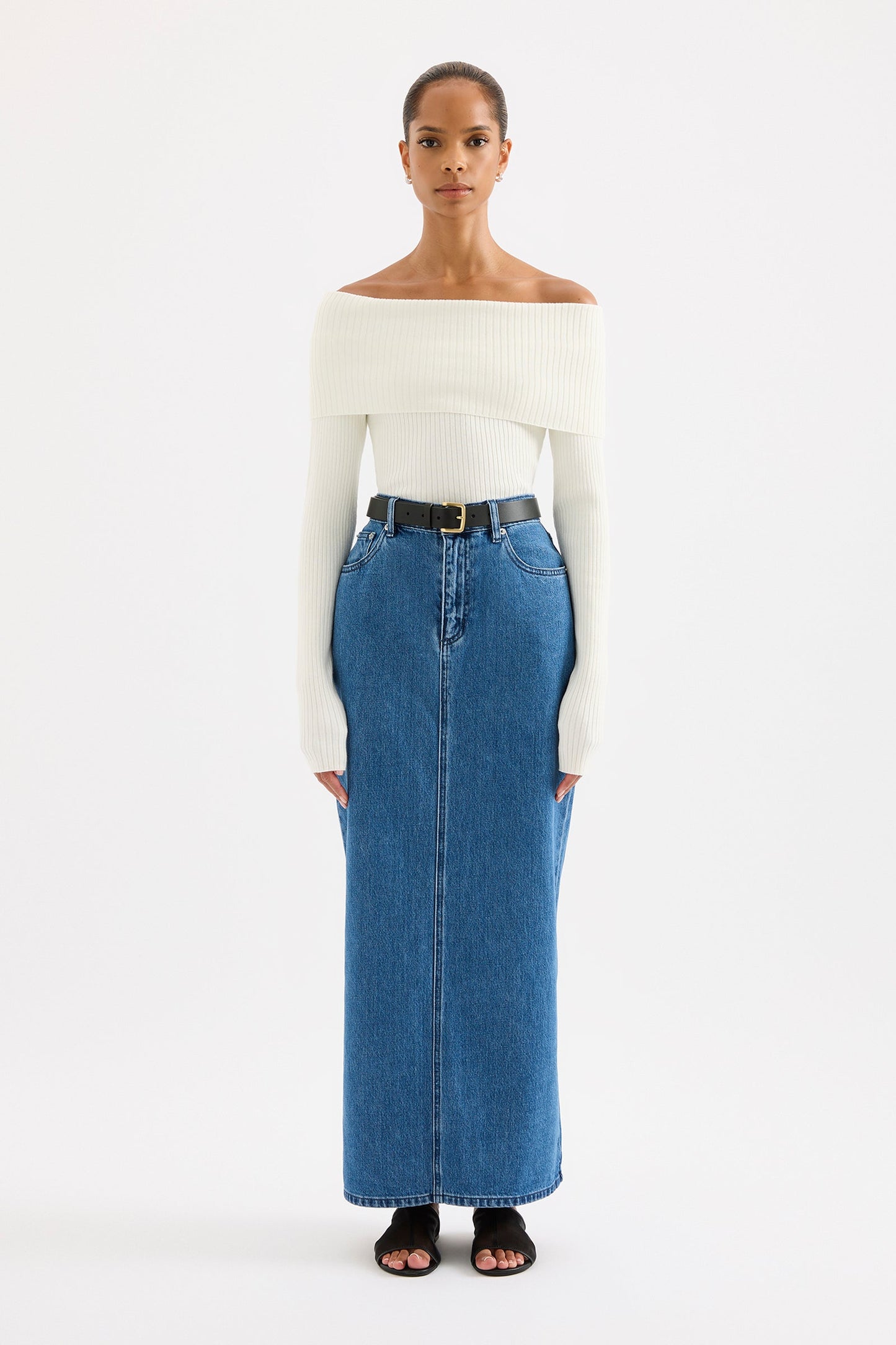 Organic Denim Maxi Skirt
