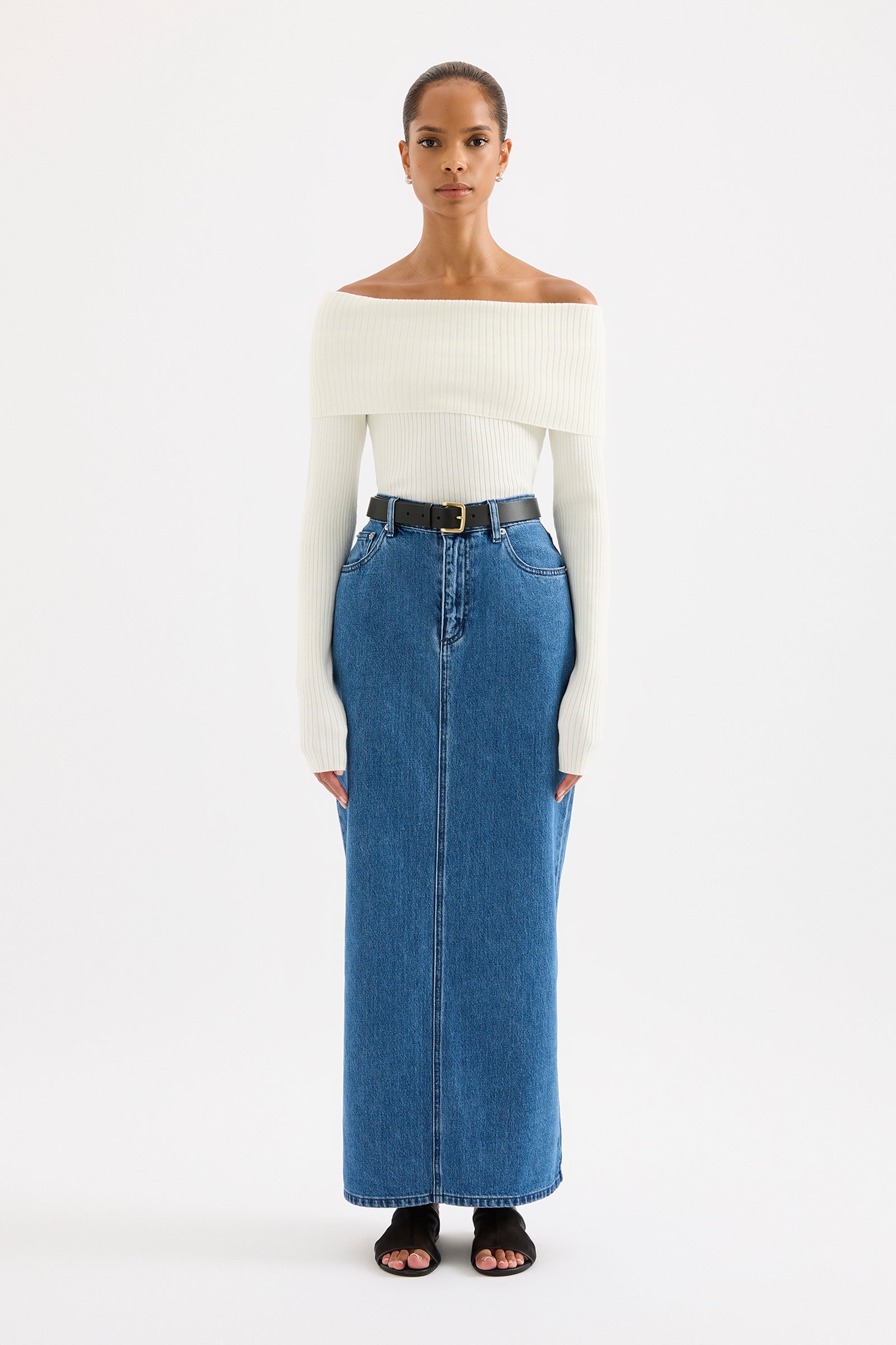Organic Denim Maxi Skirt