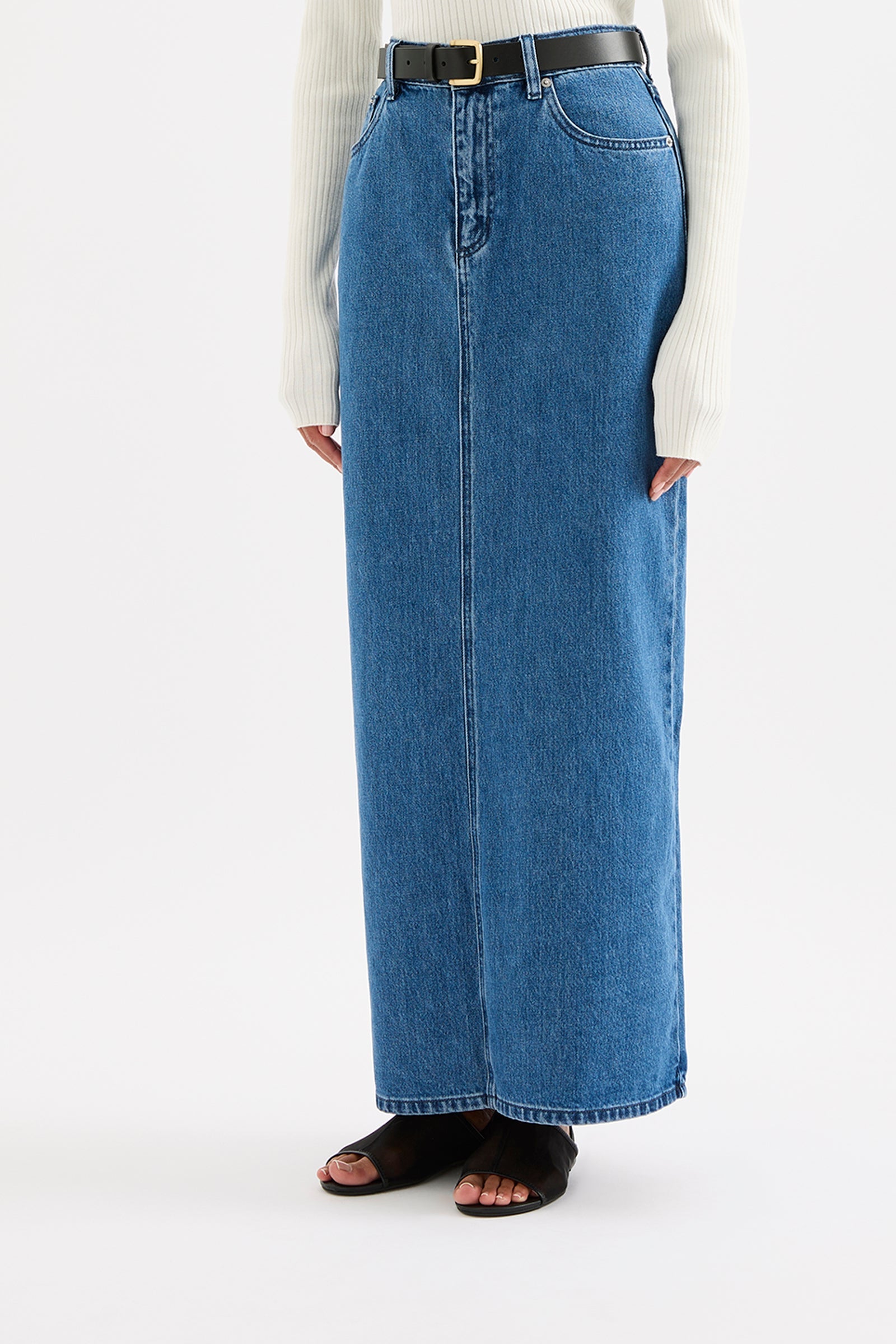 Organic Denim Maxi Skirt