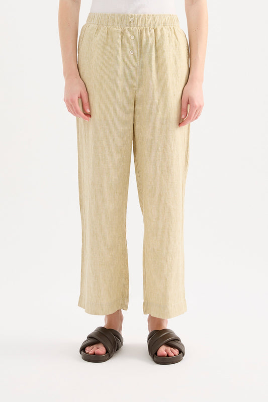 LOUNGE STRIPE LINEN CROP PANT