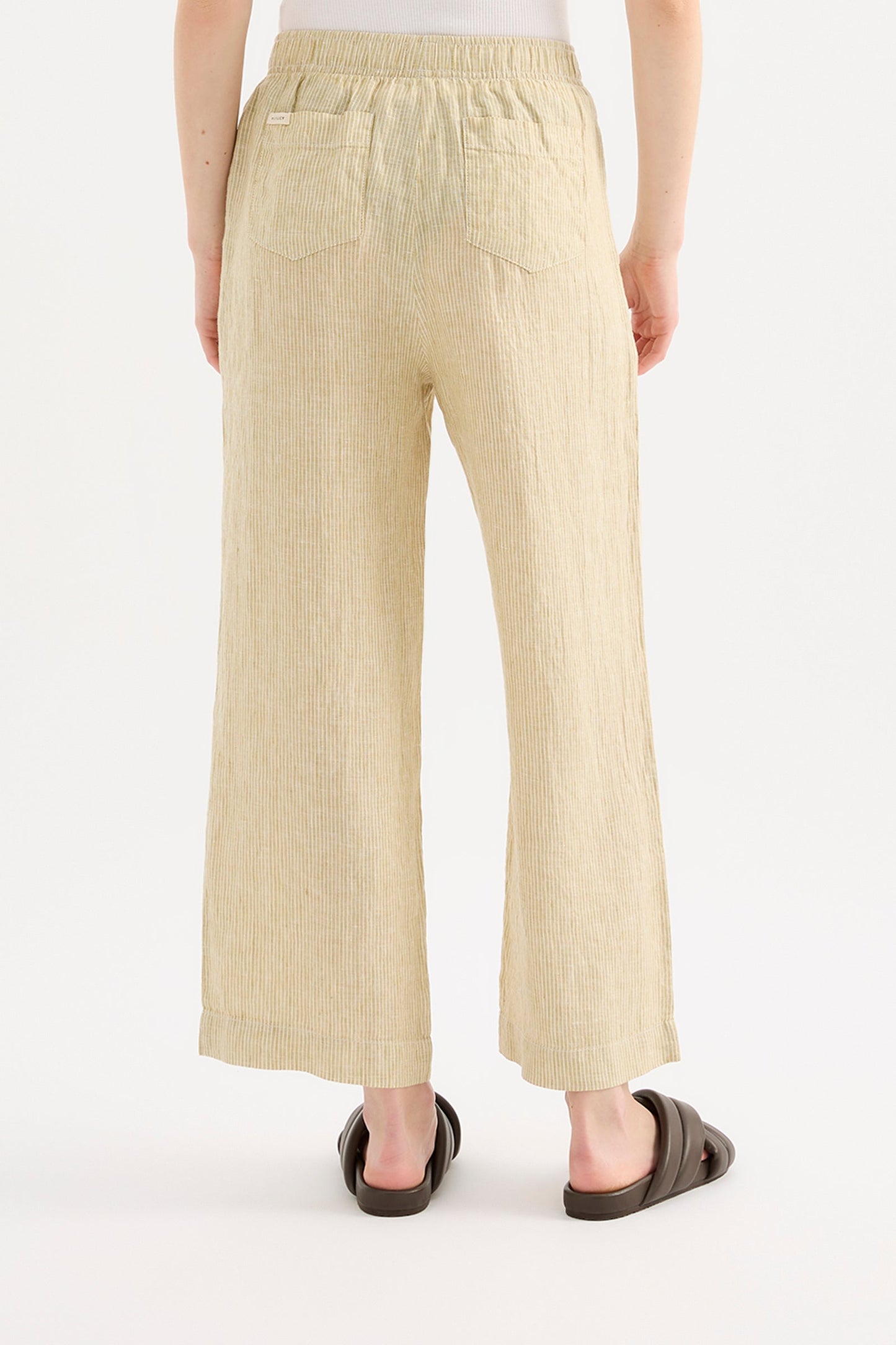 LOUNGE STRIPE LINEN CROP PANT