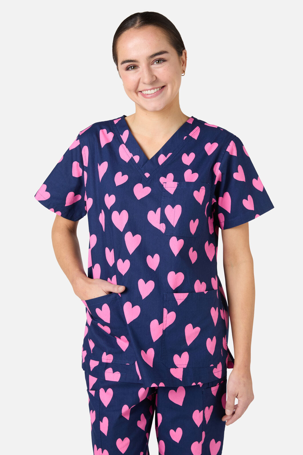 Love Hearts Navy Scrub Set