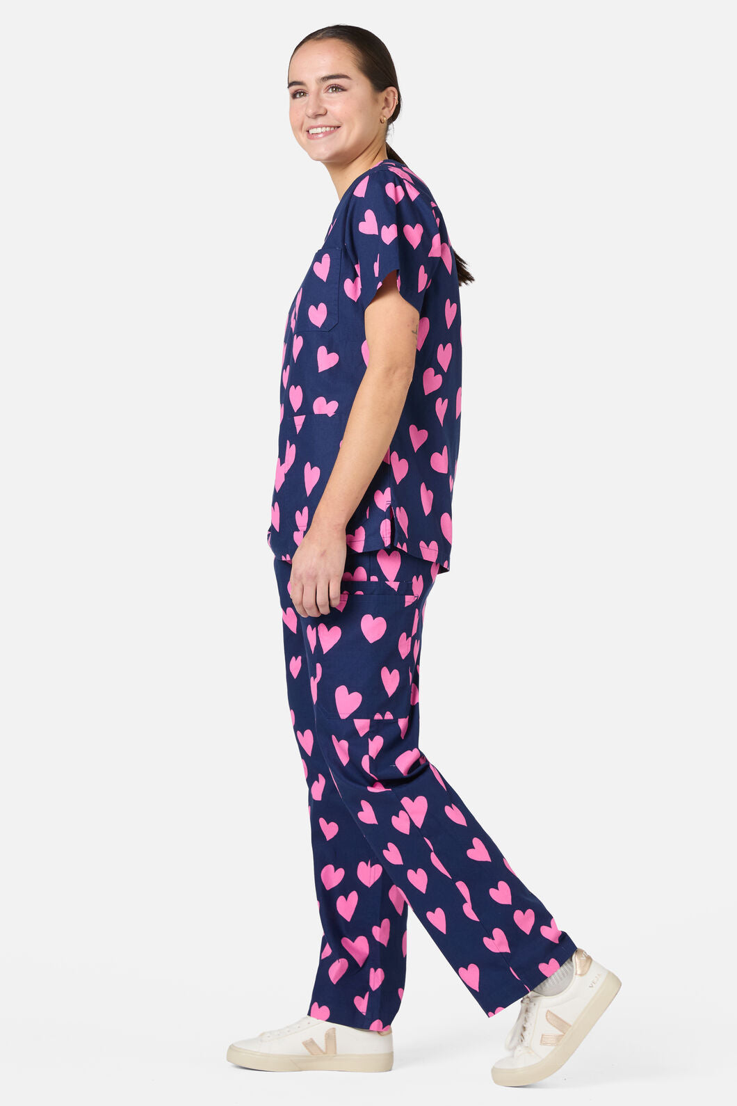 Love Hearts Navy Scrub Set