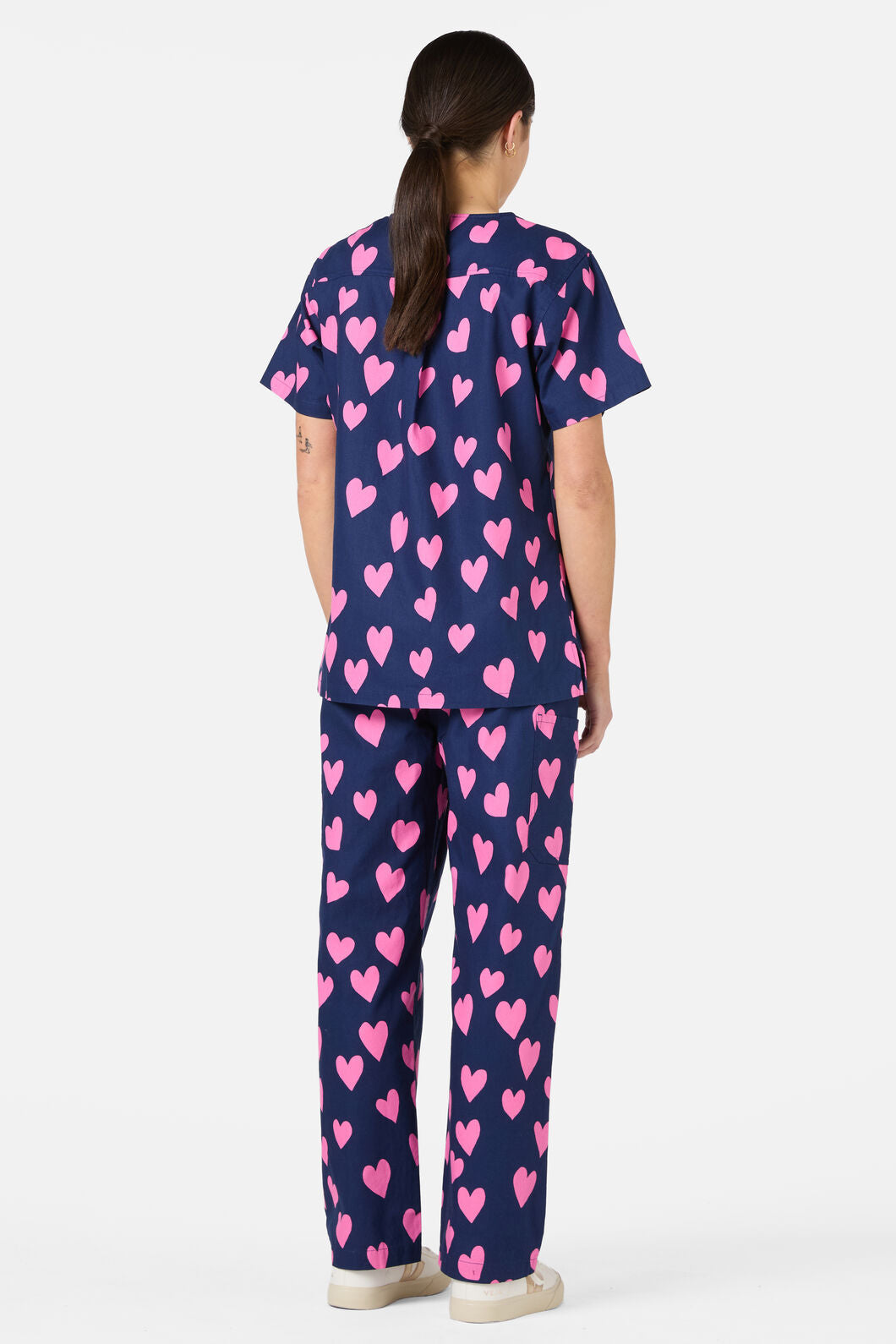 Love Hearts Navy Scrub Set