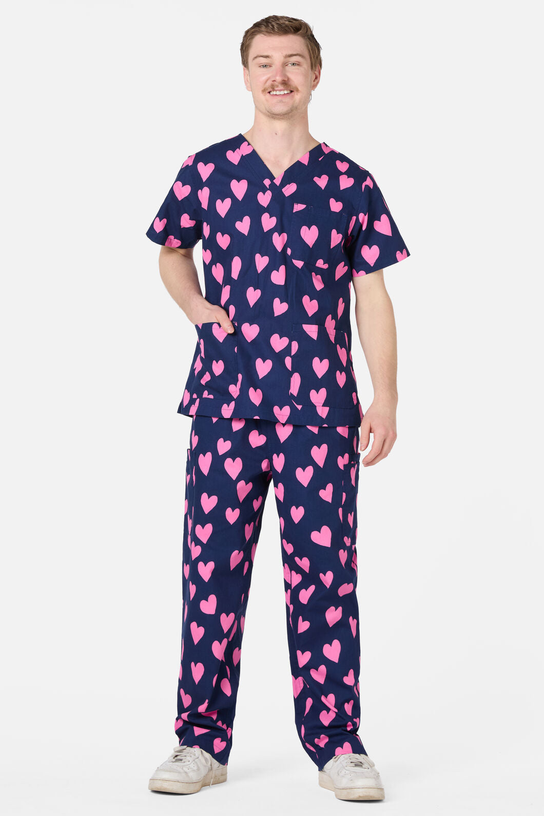 Love Hearts Navy Scrub Set