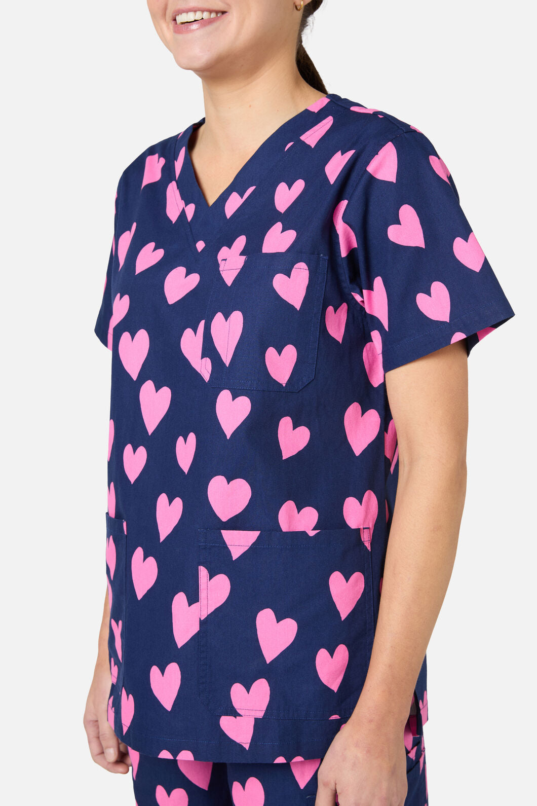 Love Hearts Navy Scrub Set