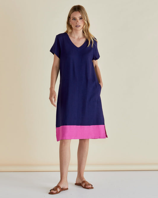 Elwood Dress - Navy/Pink