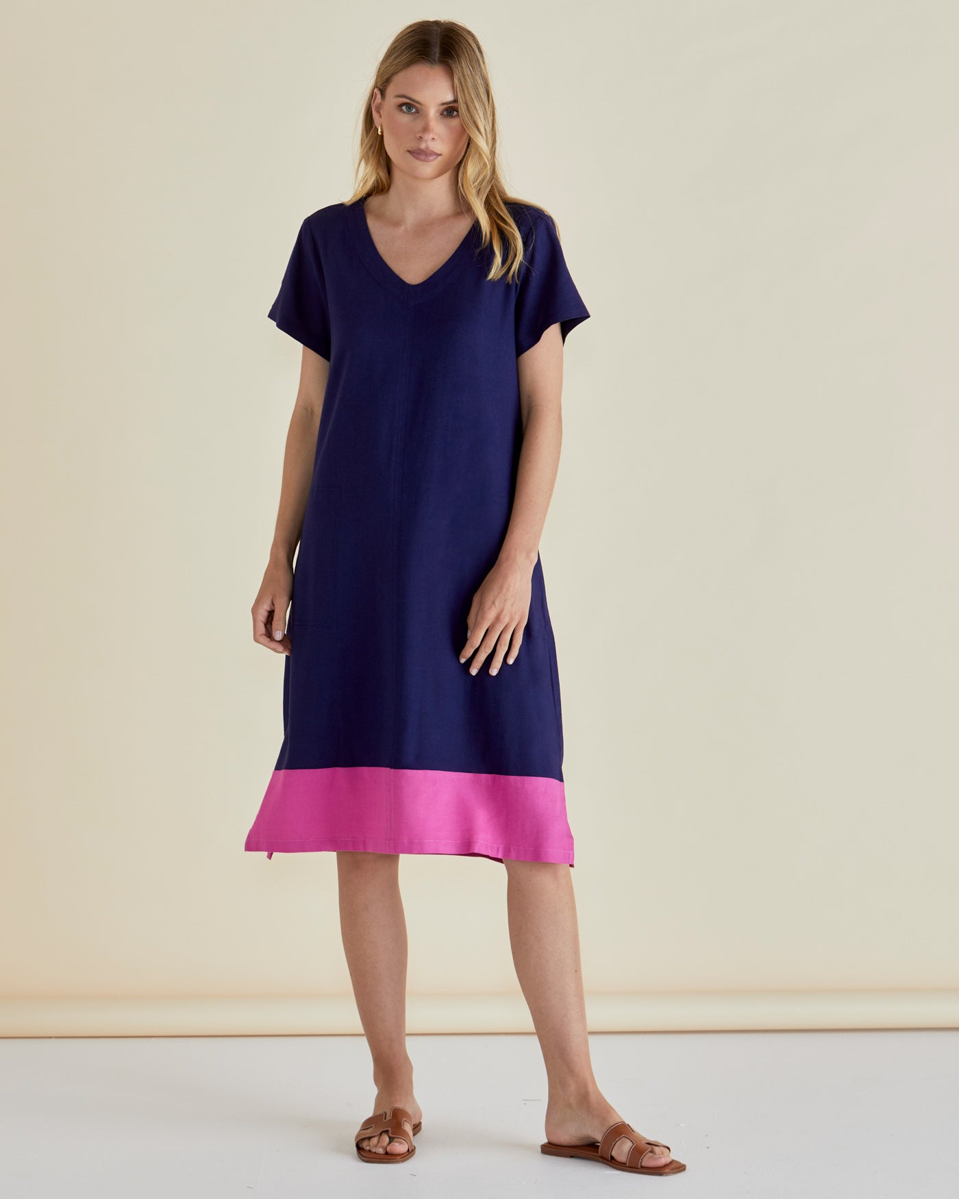 Elwood Dress - Navy/Pink