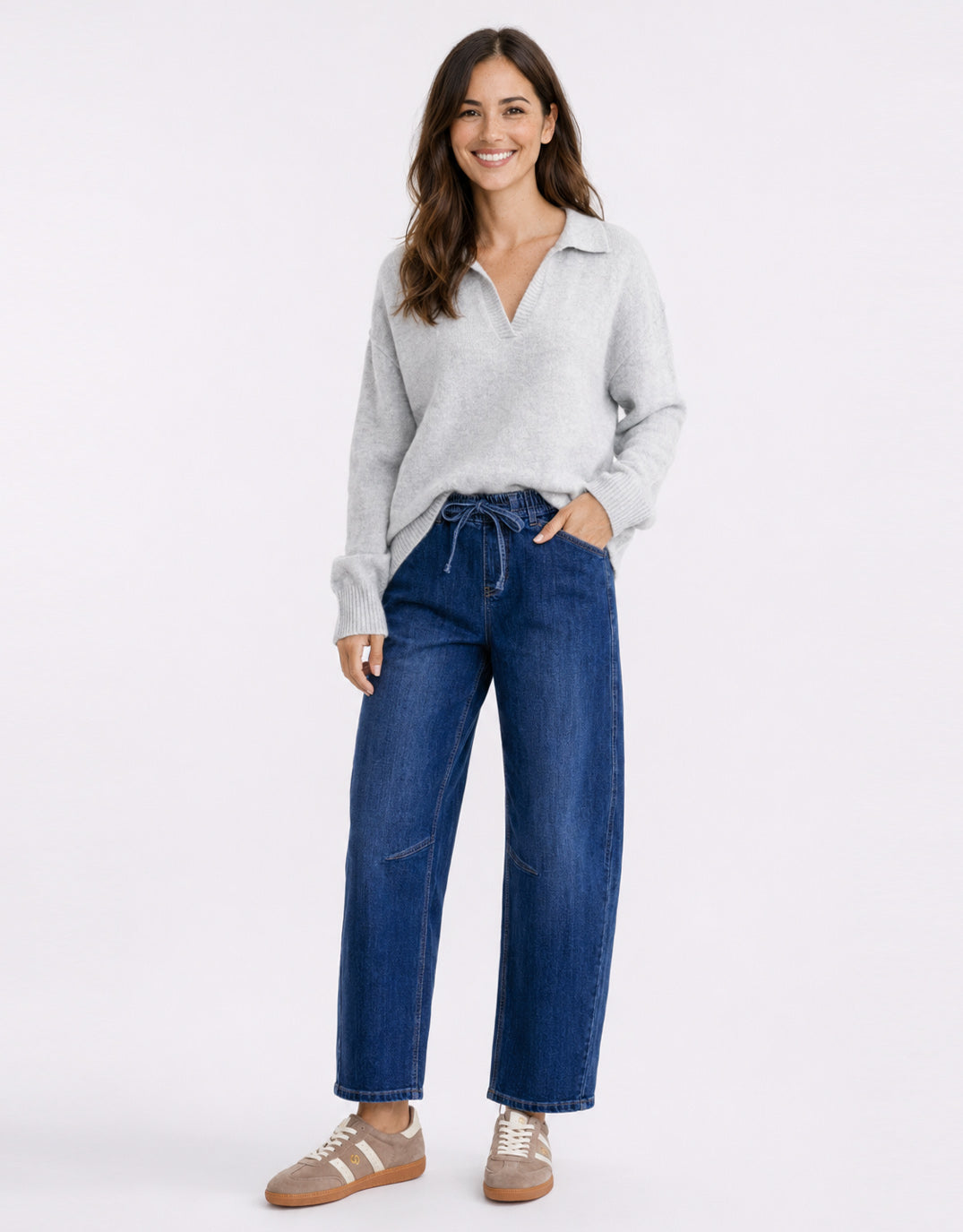 Sienna Barrel Jeans - Dark Blue