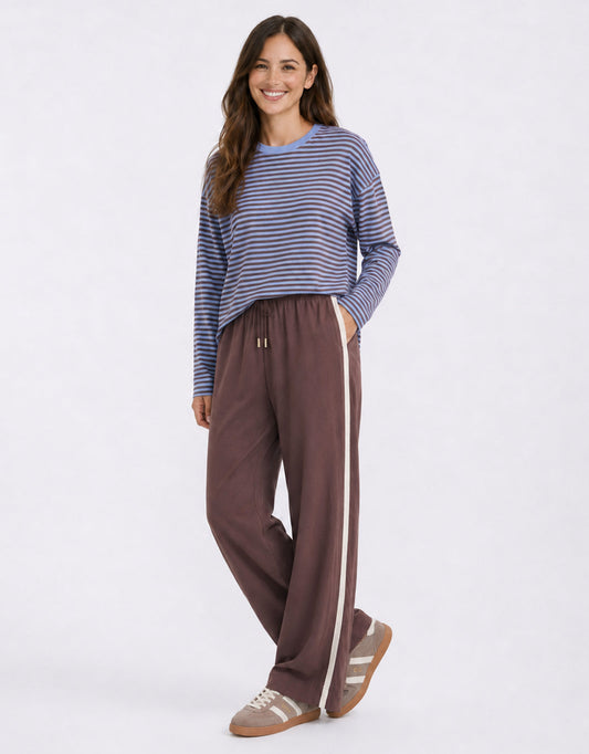 Townie Tape Wide Leg Pant - Chocolate Stripe
