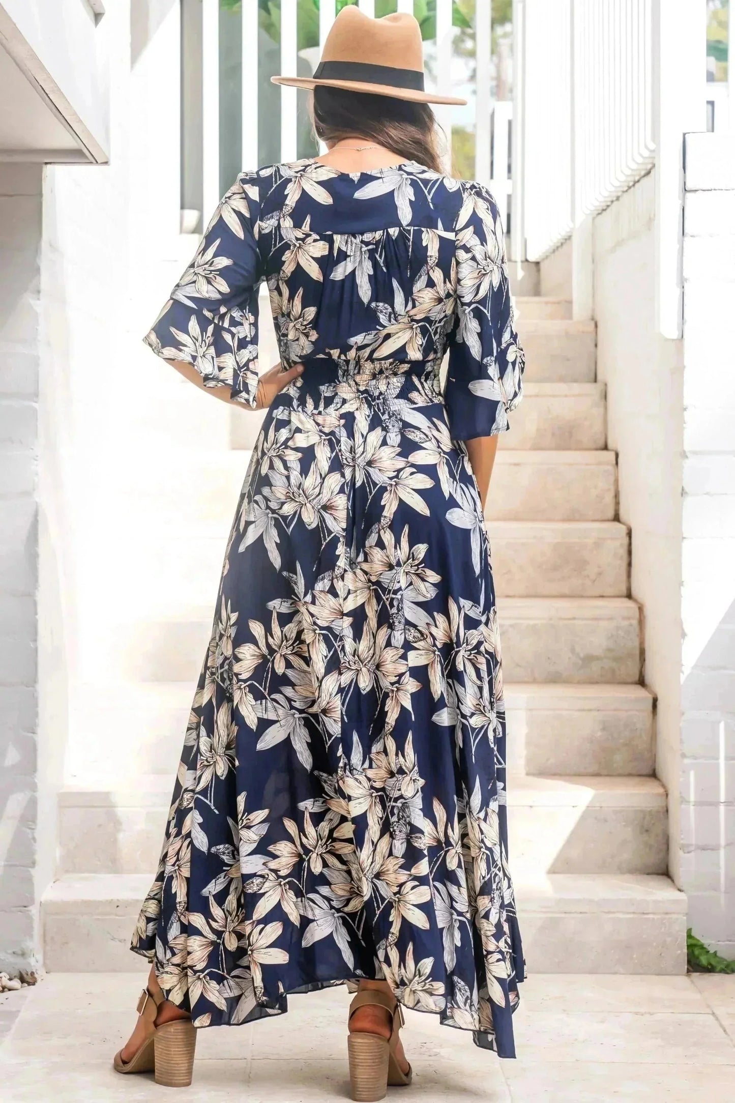 Frigg Maxi Dress - Buttoned Bodice A Line Dress Wi