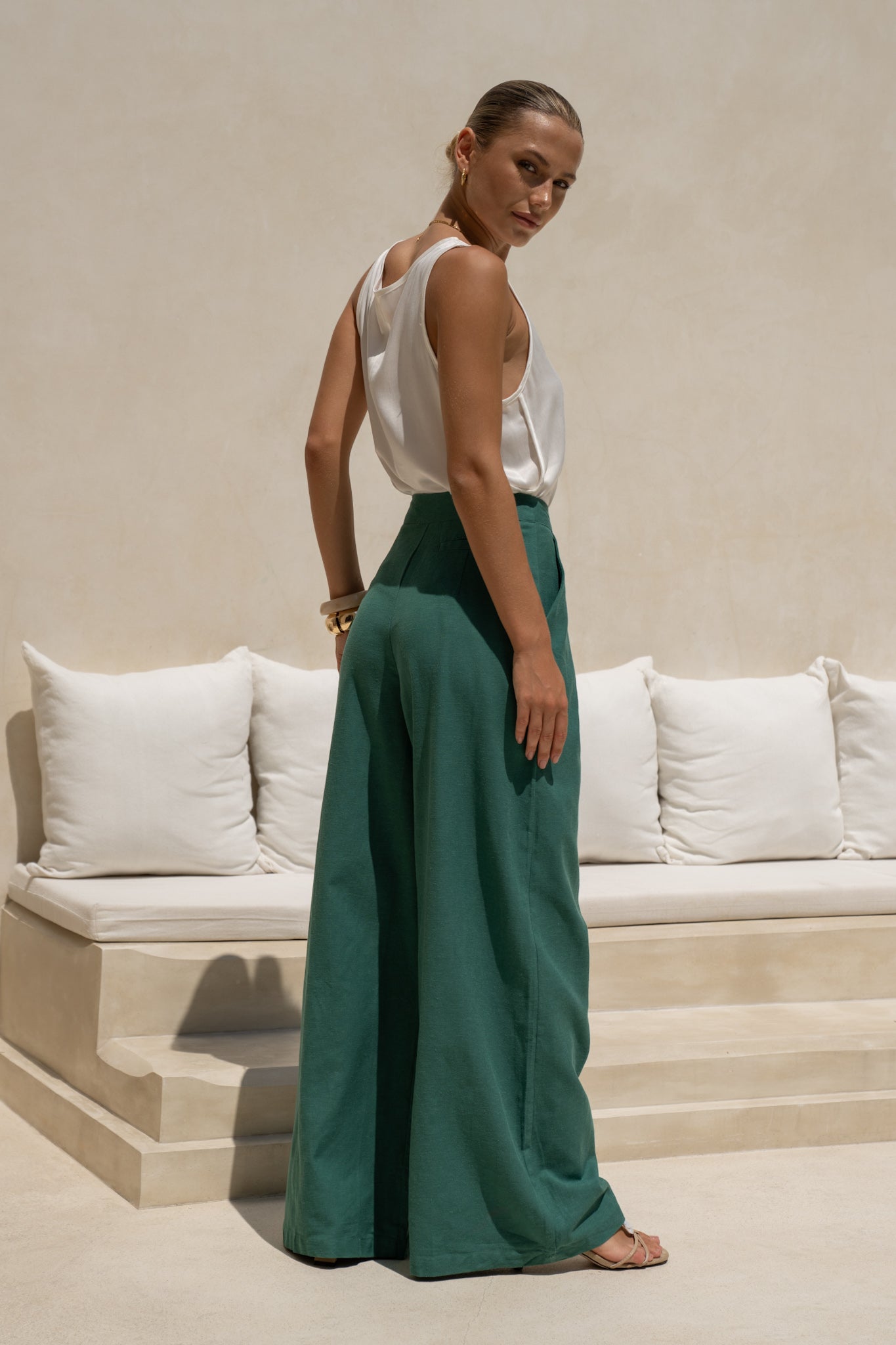 Maggie Forest Green Wide Leg Pants