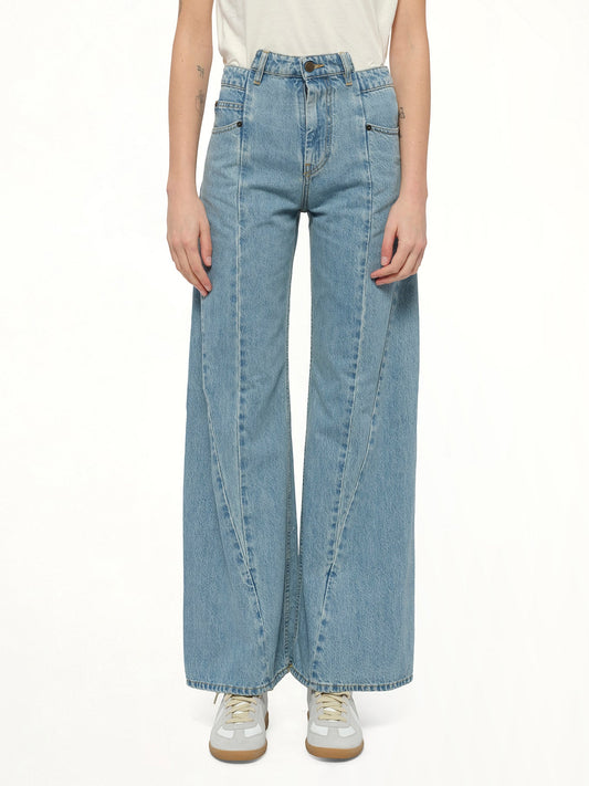Cut Out Waistband Relaxed Fit Denim Jeans